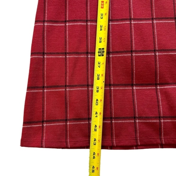 J. Jill Women's XL Ponte Dress Sepia Burgundy Plaid Pockets :) Stretch Business - Picture 9 of 14
